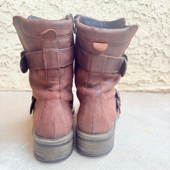 Paul Green Women's Size US 8 UK 5.5 Studded Buckled Brown Leather Moto Boots - Picture 7 of 10